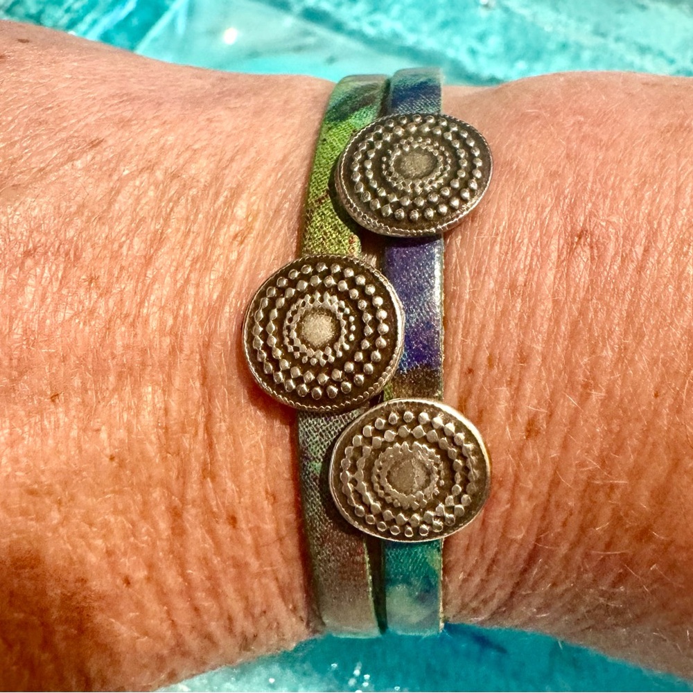 Artisan Silver and Multicolor Button Bracelet